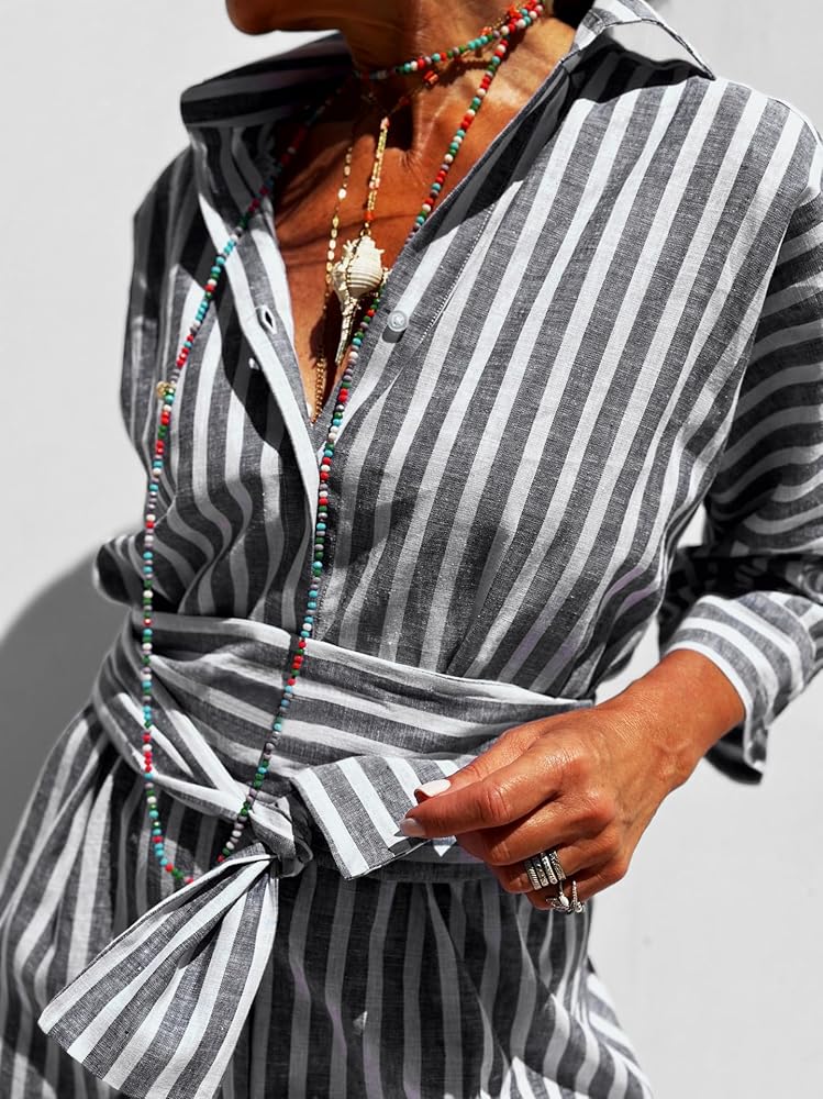 Amazon.com: utcoco Womens 2025 Shirt Dress Casual Lapel 3/4 Sleeve