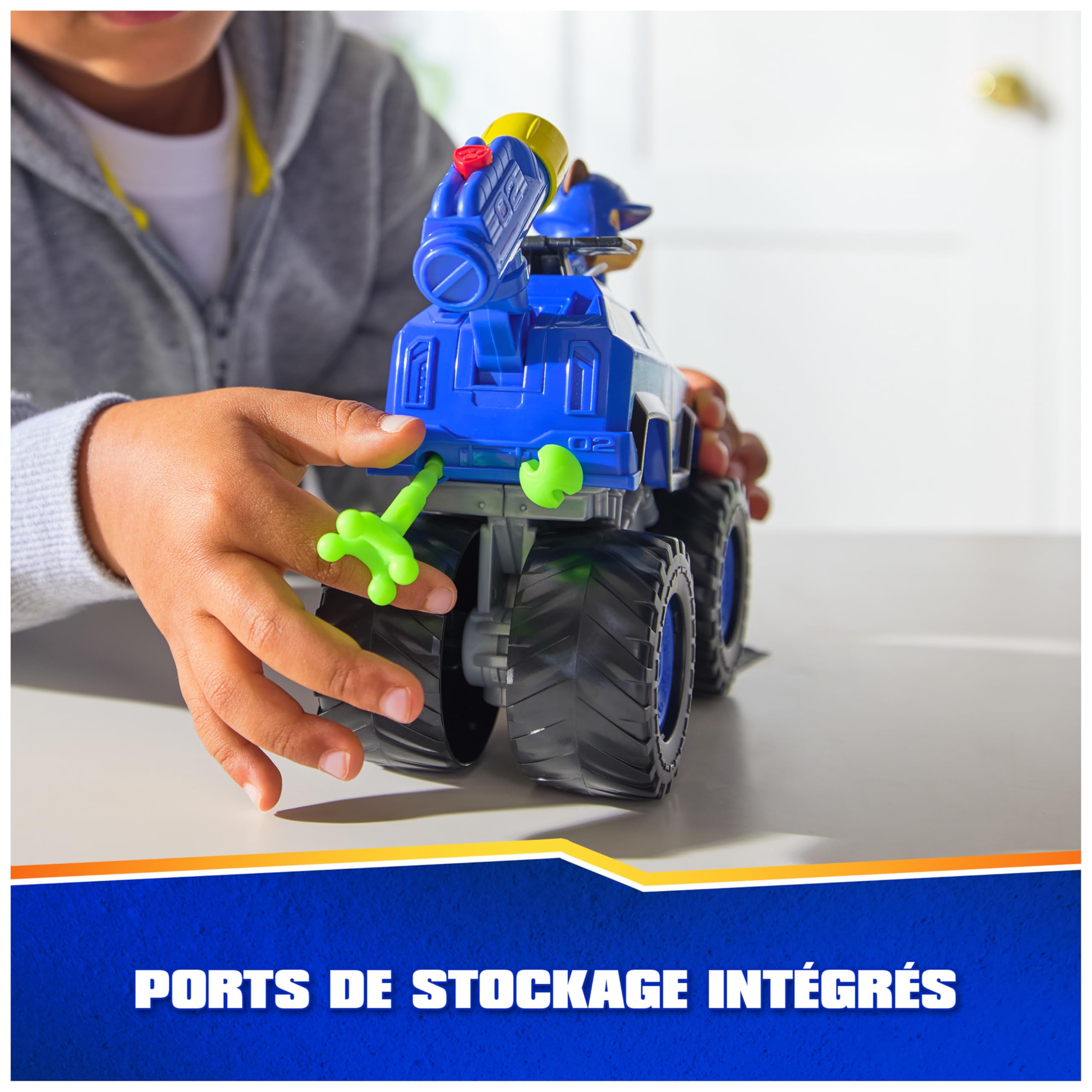 Paw Patrol - Pat Patrouille - Véhicule Figurine Chase Rescue Wheels - Voiture Figurine À Collectionner - 2 Projectiles - Tout-Terrain - Pat Patrouille Jouet - Voiture Enfant - Jouet Enfant 3 Ans Et +