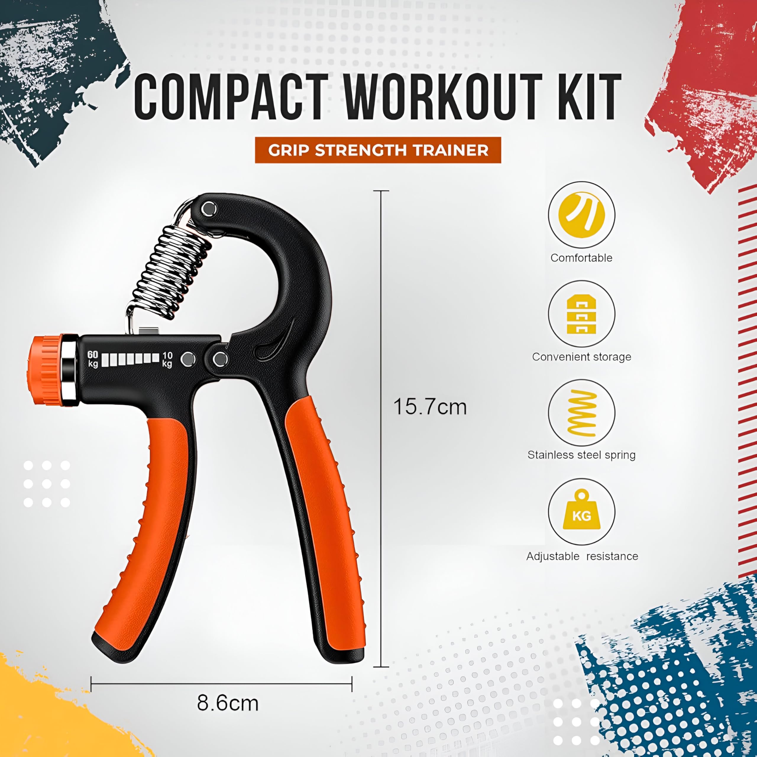 Renfort De Poignées Yolistar - 2 Pièces - Résistance Réglable De 5 à 60 Kg - Idéal Pour Le Fitness Des Mains - Sport