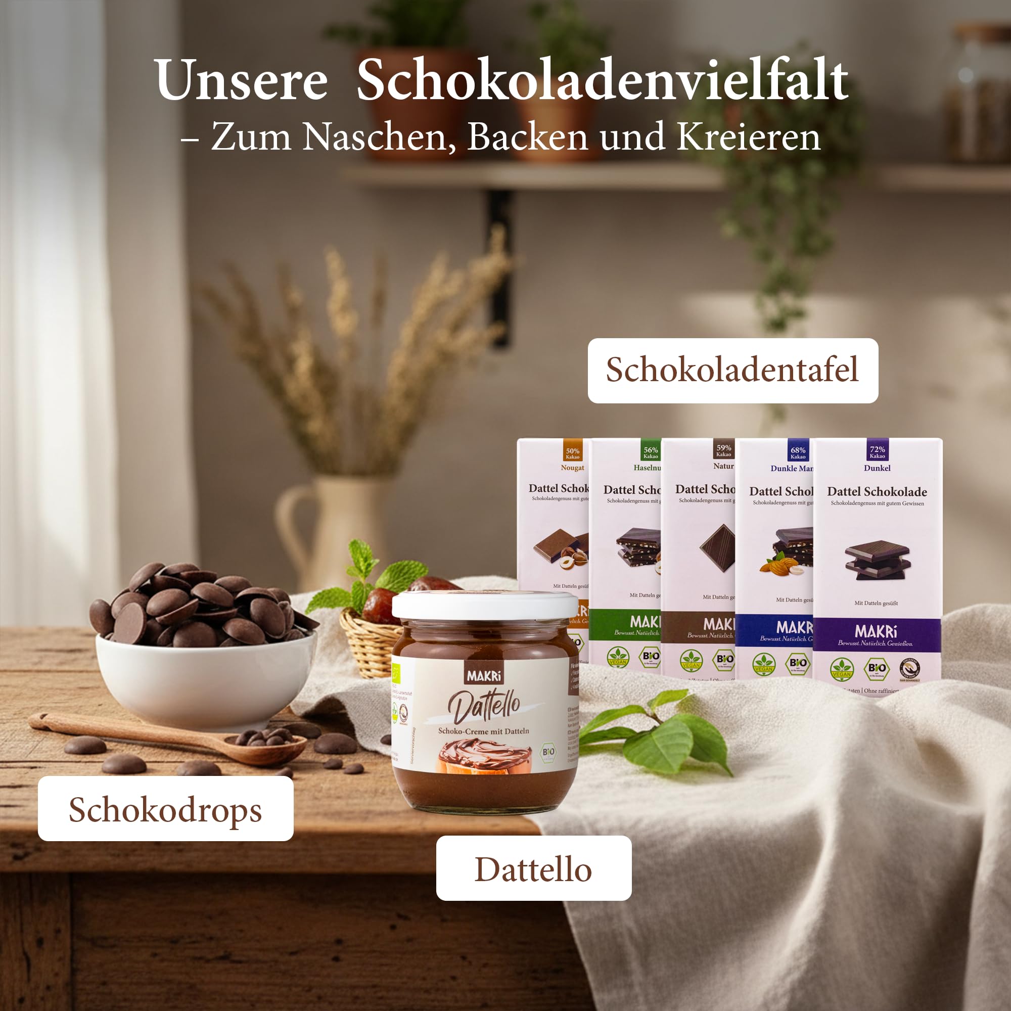 Dattello® Haselnusscreme | Bio Schoko-Haselnuss-Aufstrich mit Datteln | Schokocreme Ohne Raffinierten Zucker, Vegan & Cremig | MAKRi® Schokoladenaufstrich 400 g (1 Glas)