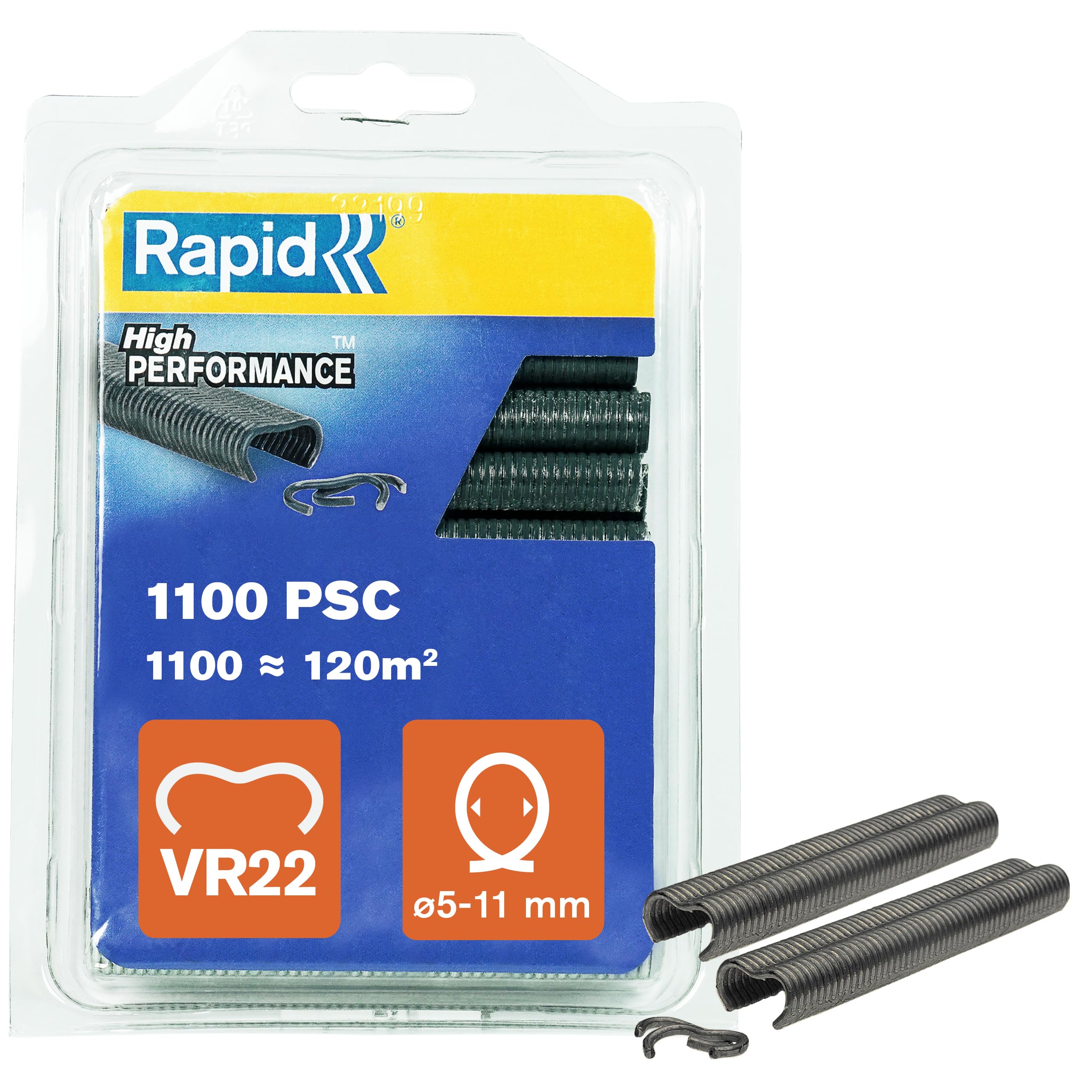 Rapid FP222 - Pince à Grillage, Chargeur Haute Capacité, Poignée Ergonomique, Rangement Facile & VR22 - Agrafes à Grillage en Acier Galvanisé, Plastifié Gris