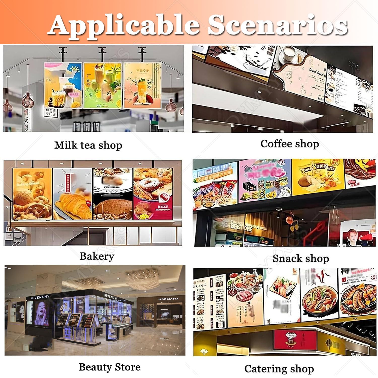 Restaurant Café LED Restaurant Beleuchtete Menütafel,Höhenverstellbar Plakat Regal LED Boxen,Wand- Und Hochformatmontage Möglich Digital LED Werbung Poster Screen,Für Menüanzeige 60x300cm