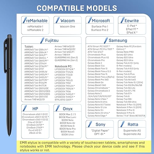 Miniatura 3 de Lápiz capacitivo EMR para 2 bolígrafos notables con borrador, bolígrafo de repuesto para notable 2 tabletas, WacomSuperNote, Kindle ScribeNotable,