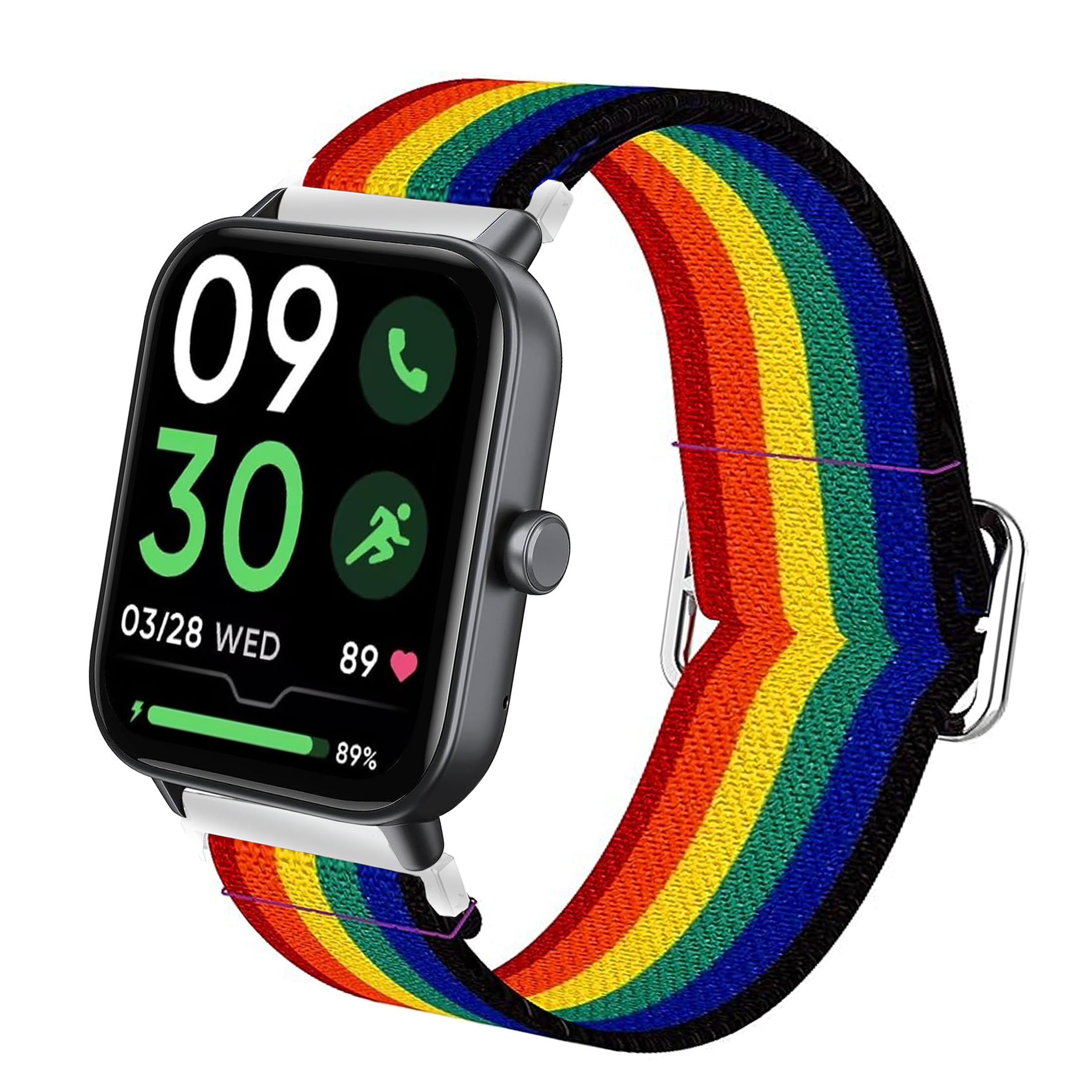 22mm Stretch Elastics Nylon Adjustable Replacement Strap Accessories for Men & Women Compatible for TOOBUR,TEMINICE,VRPEFIT,Konitee,Gydom,Faweio IDW13 Watch/Woneligo W3/MILOUZ,Amzhero,A-TGTGA