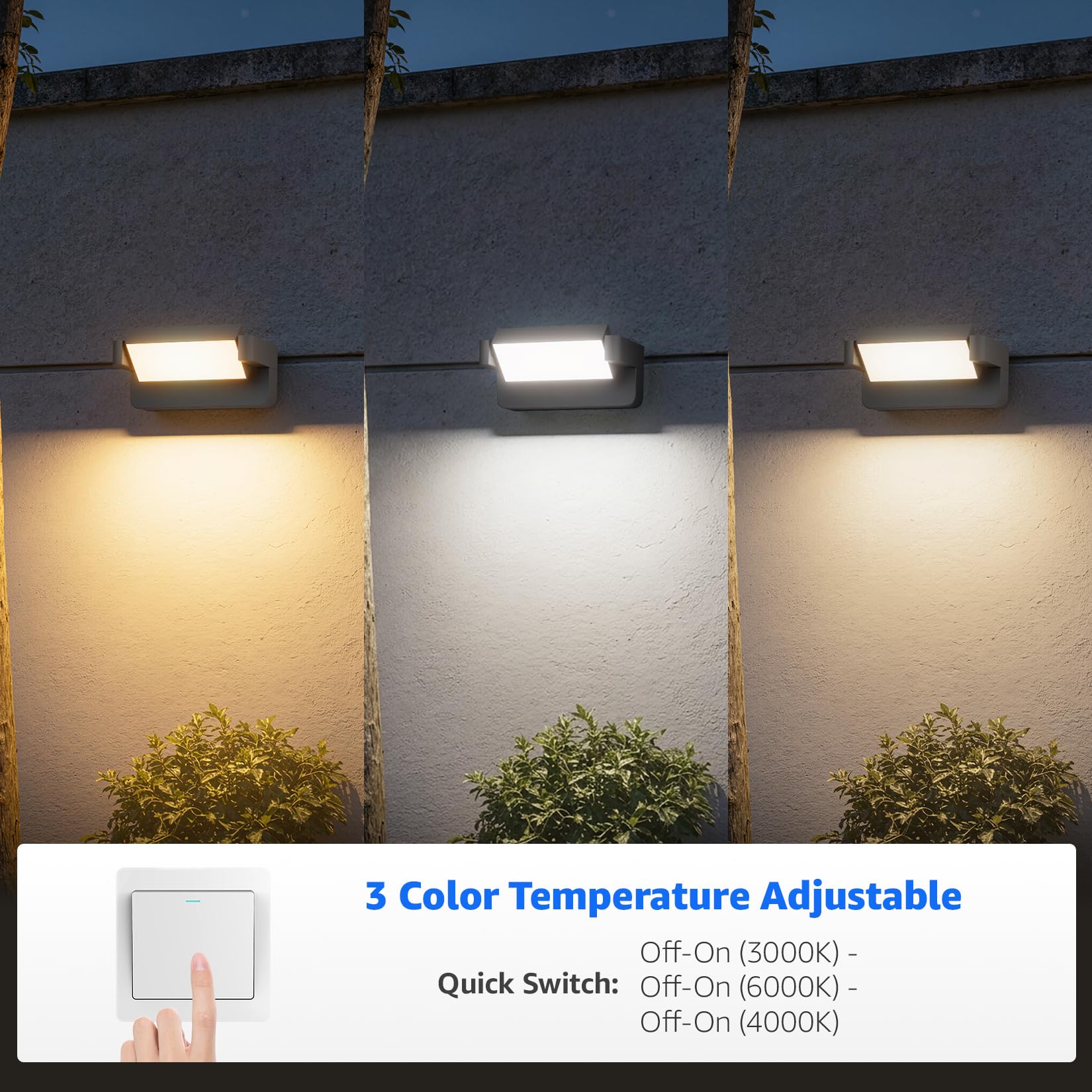 2 Stück 24W LED Wandleuchte Aussen/Innen Anthrazit