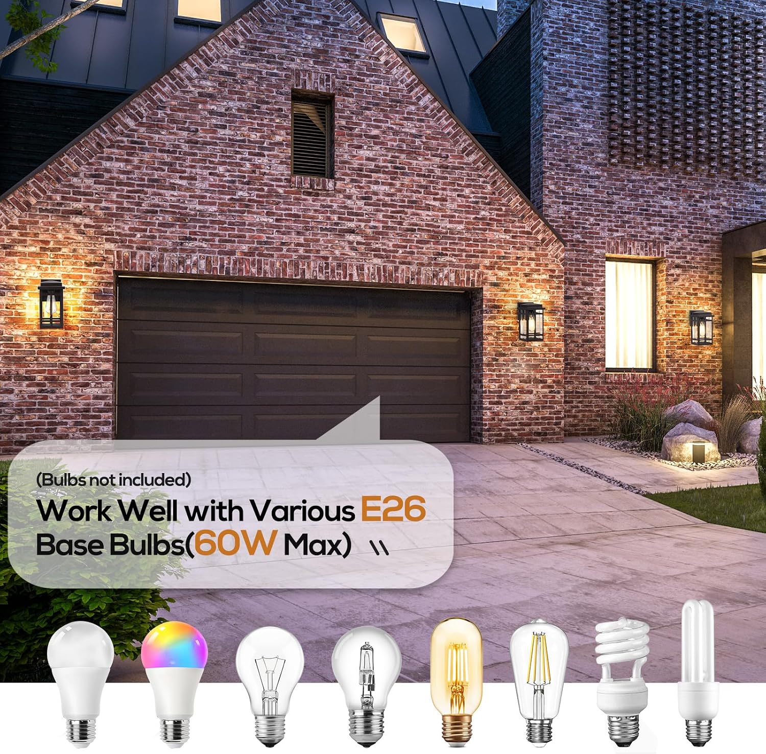 9.76'' Outdoor Wall Light Fixtures 2 Packs, Waterproof Porch Lights Lanterns, Exterior Modern Brown Wall Mount Lighting, Anti-Rust E26 Outside Scones for House Front Door Garage Patio, 2 Pack