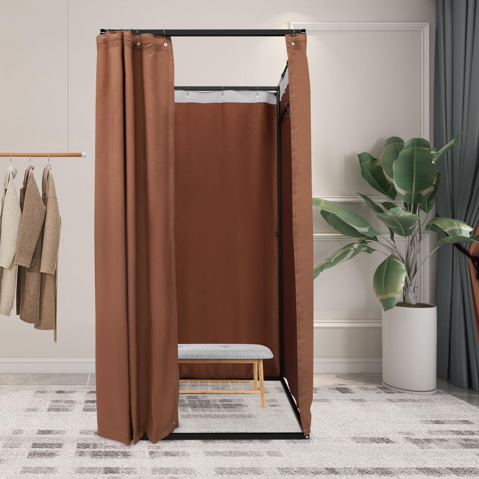 Spogliatoio portatile, spogliatoio indipendente, 100 x 100 x 200 cm, robusto armadio con ganci appendiabiti e protezione 100% privacy per giardino, matrimoni ed eventi, facile da montare, per 3-4