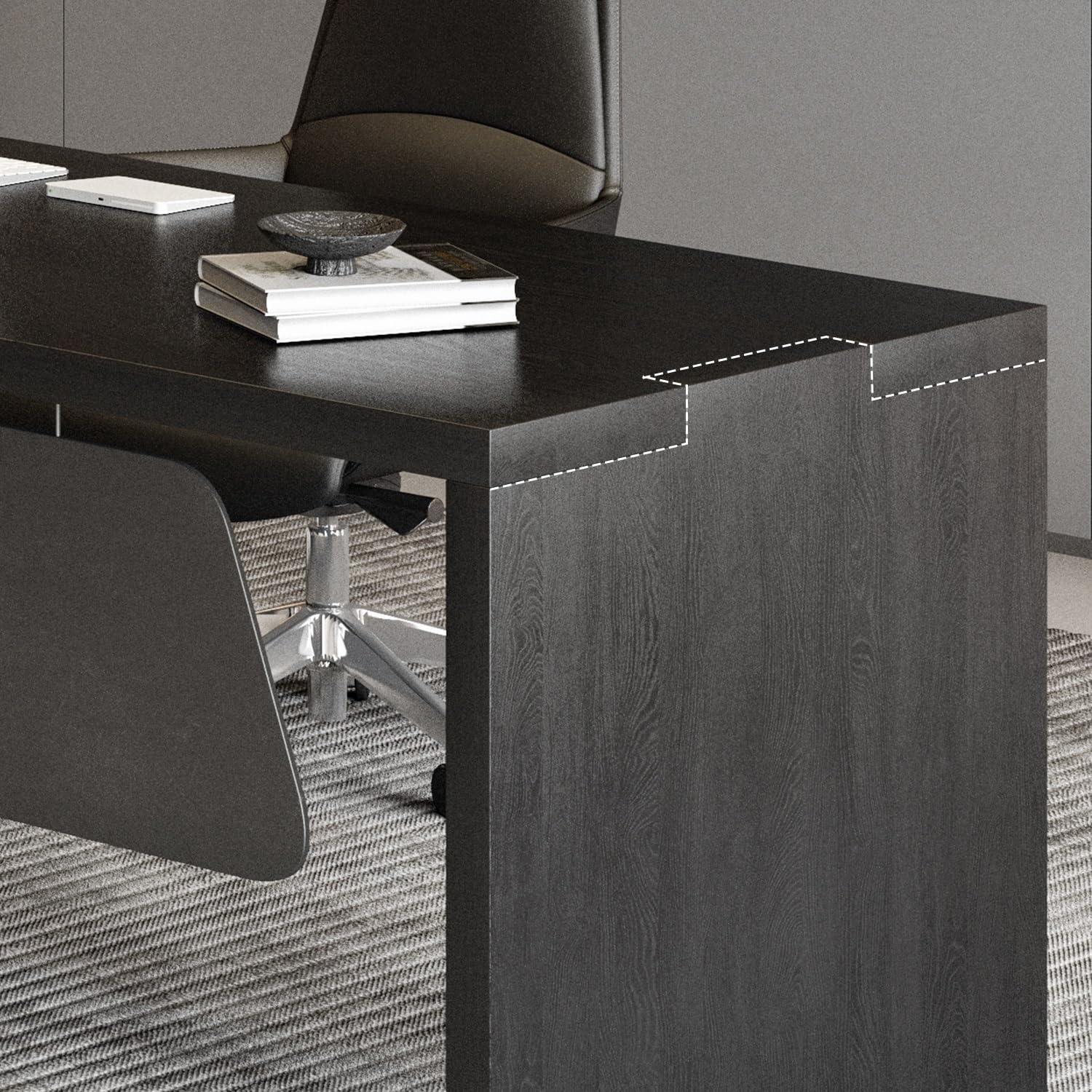 Home-Office-Schreibtischesa 160 cm Moderne Büromöbel aus Massivholz mit Seitenschränken, geeignet for Arbeitszimmer, Chef- und Präsidentenzimmer Kleiner Schreibtisch für Schlafzimmer(160cm)