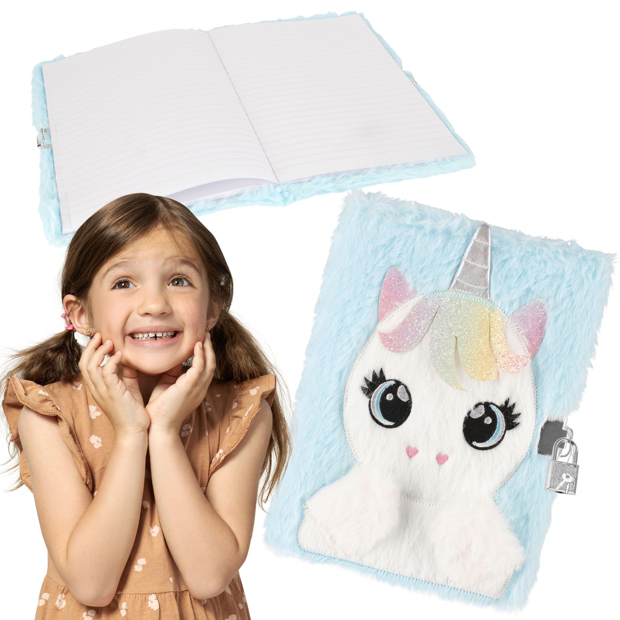 sarcia.eu Plush Diary/Notebook with Lock, Blue Unicorn, Lined A5, 8 - Image 2