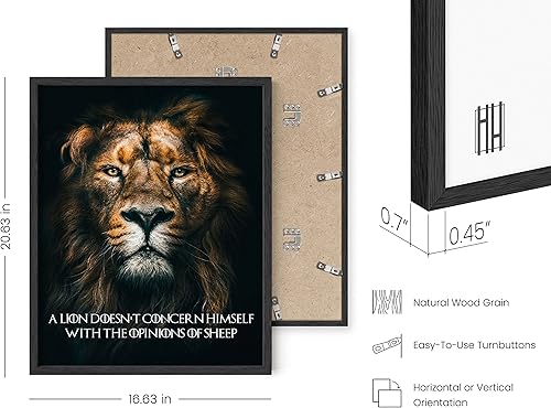 Miniatura 3 de HAUS AND HUES Cuadros de león para decoración de pared enmarcados, marcos de citas inspiradoras, pósteres de león geniales para pared para sala de