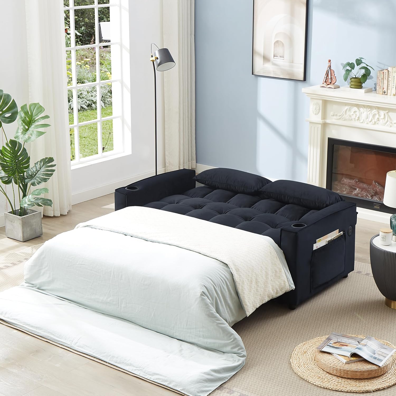 Sleeper Sofa Chair Bed,Convertible Futon Loveseat Sofá 3in