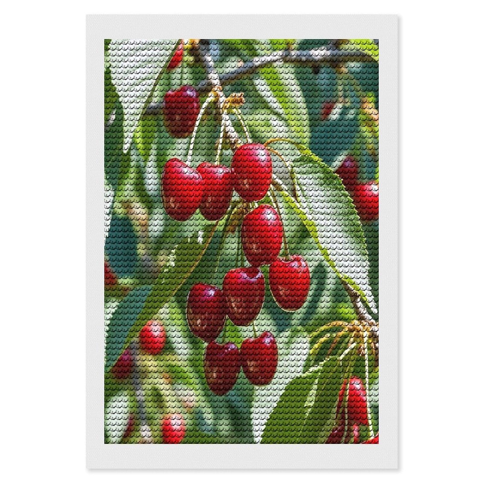 FekiLoot Cherry Diamond Painting Kits for Adults Round Paint with Diamonds Pictures Gem Art Painting Kits Personalized Diamond Art Full Drill for Beginners Home Wall Decor