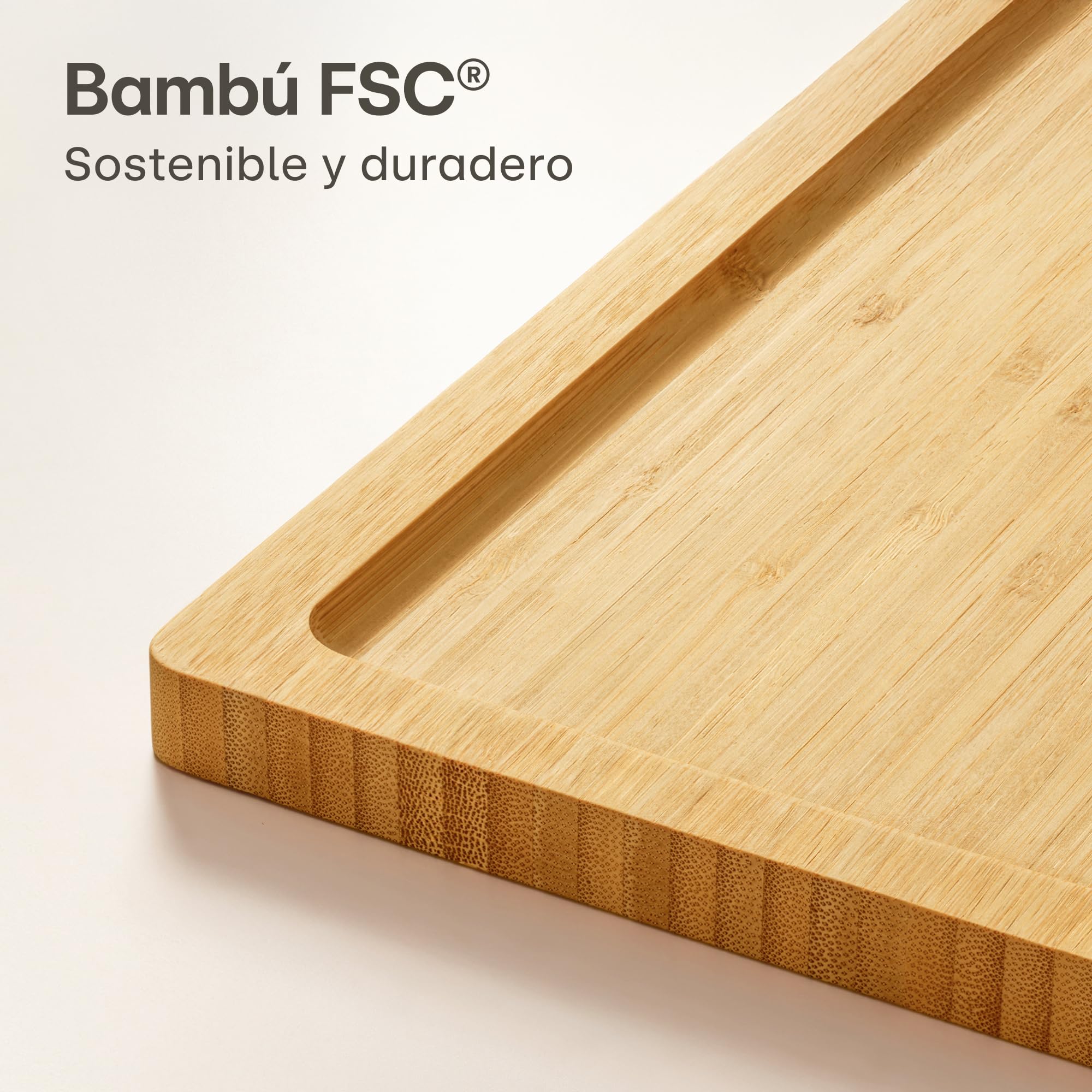 Praknu Tabla de Cortar Cocina Madera Bambú - Compacta 31,5 X 21,5 Cm - Con Ranura Para Jugo y Reversible - Bambú FSC® Para Verduras, Carne y Servir - Ahorra Espacio y Práctica