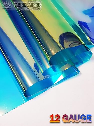 Miniatura 3 de Tela de vinilo de plástico transparente metálico de calibre 12 de 38 pulgadas de ancho vendido por The Yard (azul)