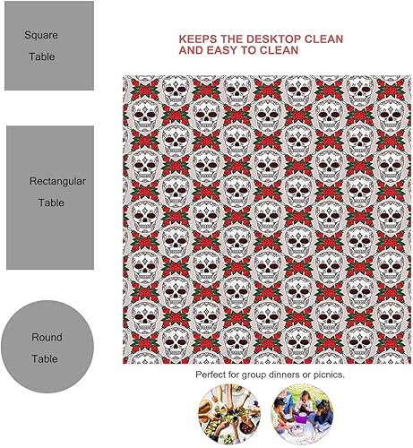 Vista 53 de Mantel de acuarela Redondo para Mesa De 4 Sillas Coral Verde Pálido Negro Mantel rústico Decoración de mesa 30 x 30 pulgadas Abstract_07