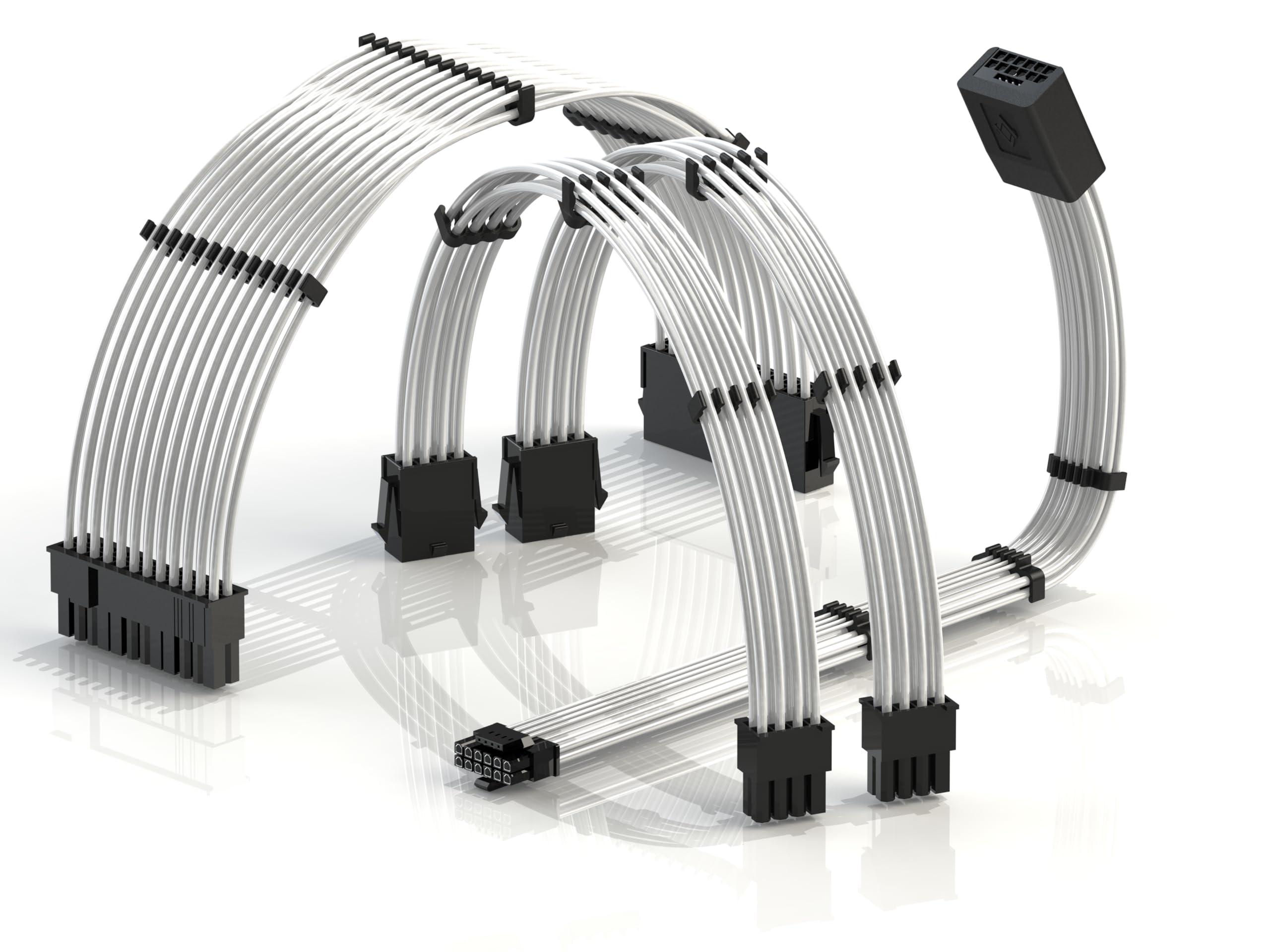 LINKUP - Cavi di prolunga di alimentazione AVA 12VHPWR PCIE 5.0 da 600 W, 16 AWG, con rivestimento a maniche lunghe, spine modellate, kit da 4 pezzi per GPU RTX4000 per prestazioni di gioco per