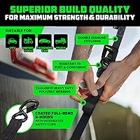 Vista 3 de Kit de correas de trinquete de Rhino USA, con resistencia a la rotura de 5,208 lbs - Incluye amarres de trinquete resistentes con asas acolchadas