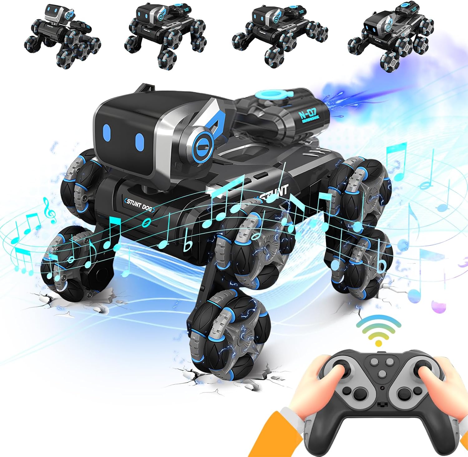 Robot Dog Toy for Kids,2.4Ghz Remote Control Dog Stunt Robot Dogs 2nd Gen Remote Control Cars Stunt Rc Cars with Light & Sound Toys Christmas Birthday Gifts for 8 9 10 11 12 Year Old Boys(gray)