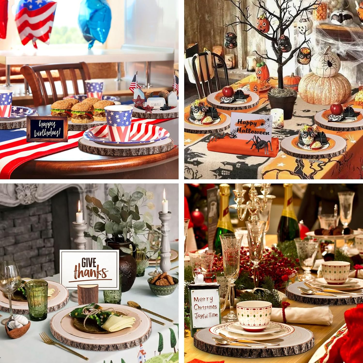 8 Pcs Wood Slices 9-10 Inches Natural Wood Rounds,Unfinished Centerpieces for Tables,Round Wooden Discs,Wooden Slices for Centerpieces/Crafts,Baby Shower,WeddingTable Decor, Forest Decor