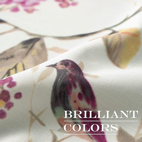 Miniatura 6 de VOGOL Cortinas pequeñas para ventana de puerta, diseño de pájaros y flores rosas, cortina para puerta de patio, bolsillo para barra, 25 x 40