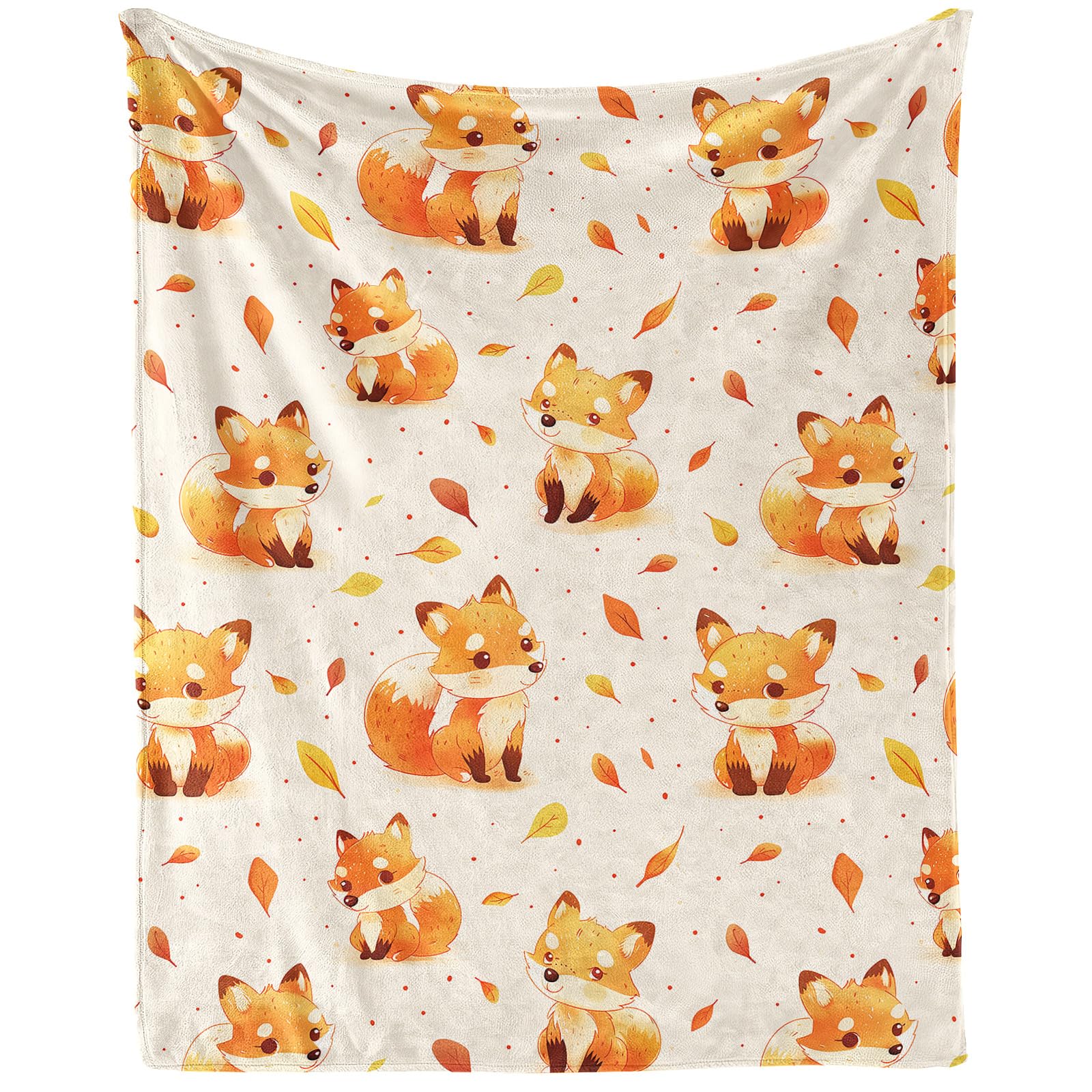 Fox Throw Blanket - Soft Flannel Blankets for Teens Adults Women Men Fox Lovers - Warm Throw Blankets for All Season Lap, Chair, Sofa, Couch, Bed - 80