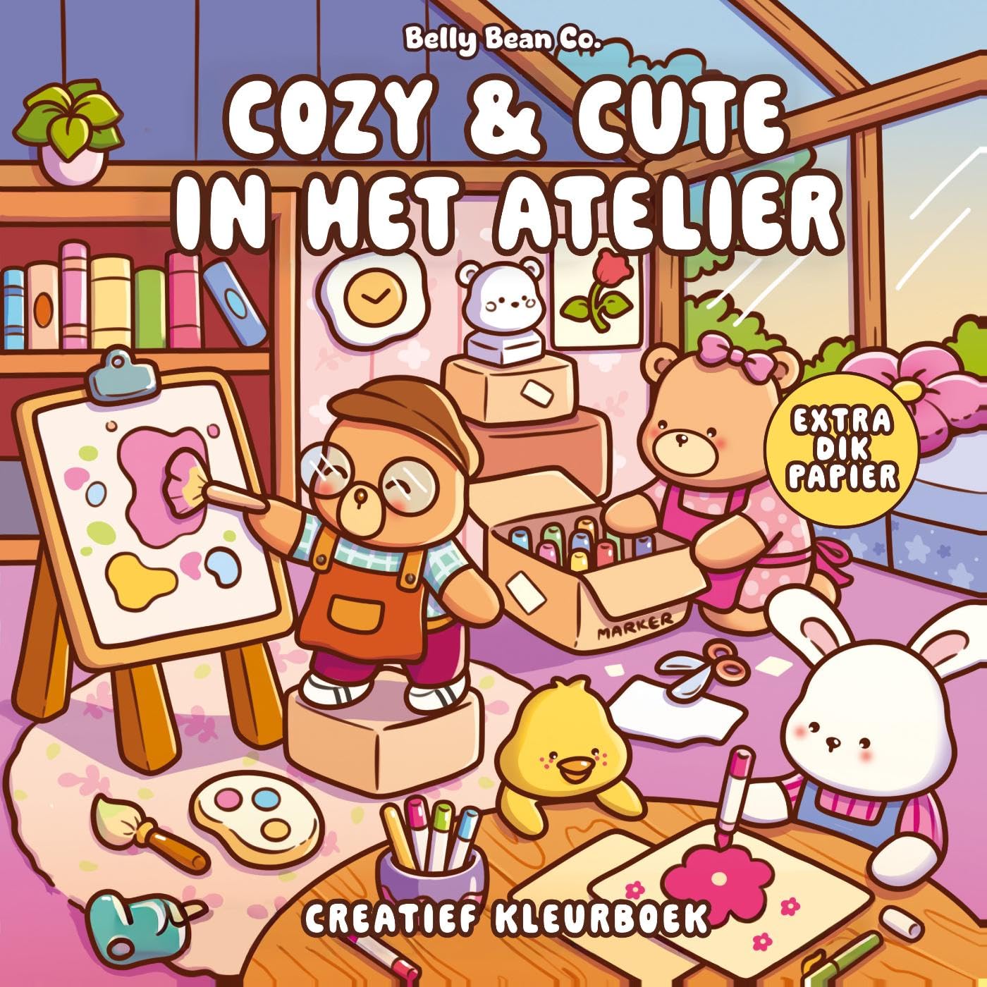 Cute & Cozy in het atelier: Creatief kleurboek (Belly Bean Co.)