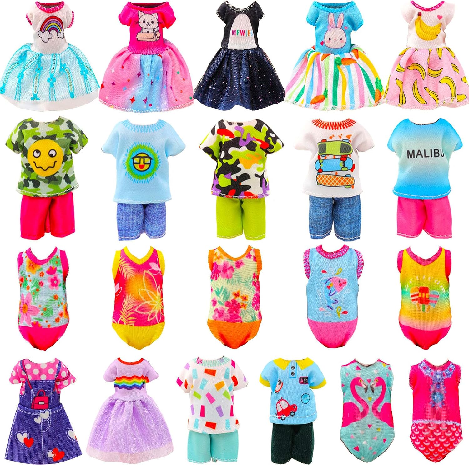 ENOCHT 15 Set Chelsea Doll Clothes 5 Outfit 5 Dresses 5 Swimsuits for 5.3 Inch Girl Doll Clothes Dress