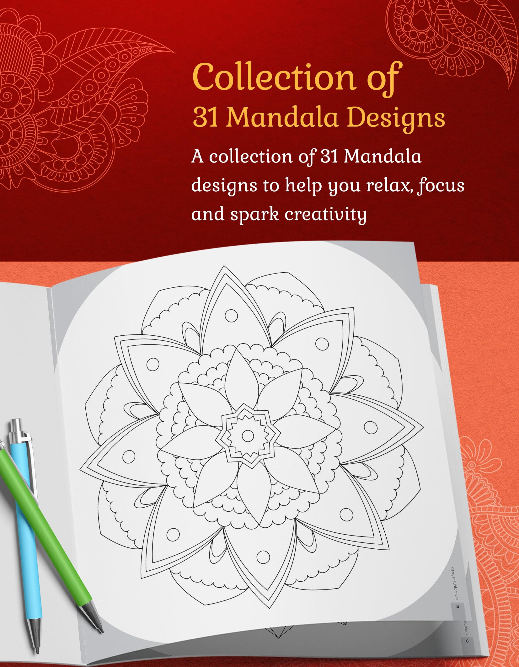 Mandala Colouring Book for Adults & Teens | Relieve Stress & Boost Creativity | 31 Bold & Easy Mandala Designs with DIY Activity Sheet | Coloring reference with QR code | Book 1 1