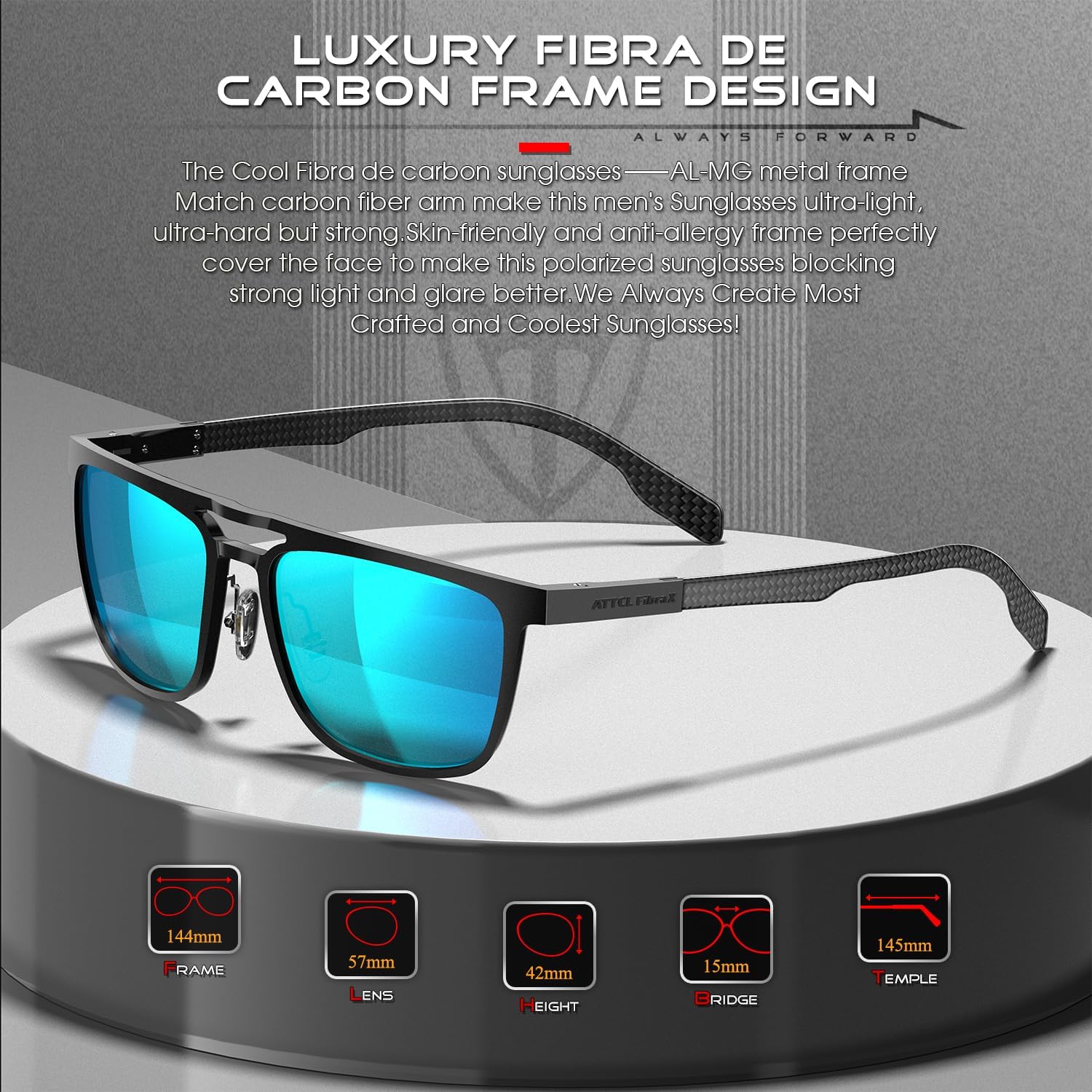 ATTCL Polarized Sunglasses Men Driving: Lightweight Metal Frame Fiber Temples UV400 Protection Stylish Hexagonal Sun glasses - Image 2