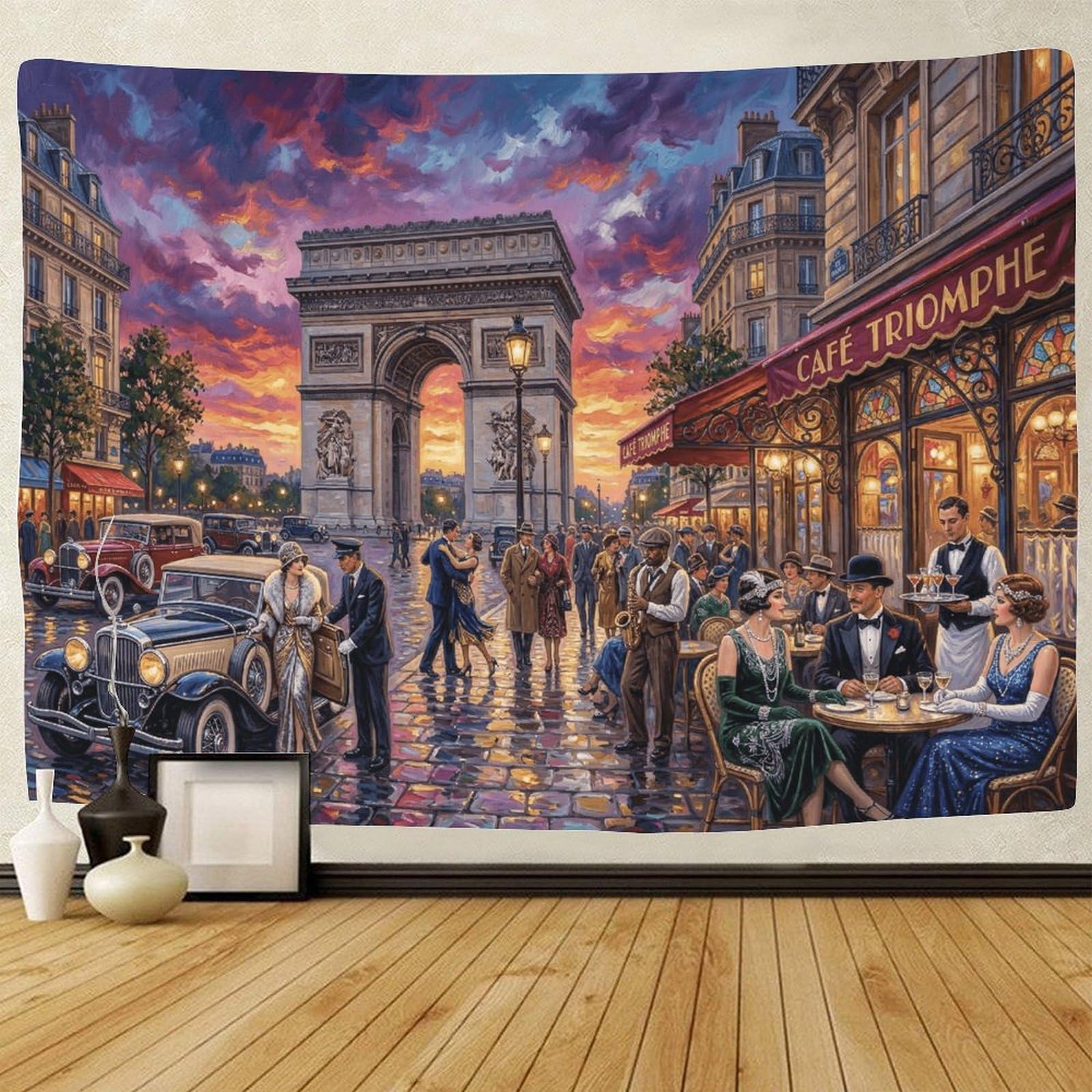 GPMNBCXZK Arc De Triomphe Tapestry for Bedroom Wall Hanging Decor 3D Print Impressionist Tapestries Poster Home Decoration Living Room College Dorm 130cmx150cm