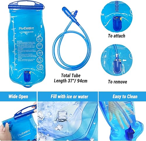 Miniatura 3 de Paquete de 2 mochilas de hidratación para senderismo con vejiga de hidratación de 2 litros, mochila de hidratación ligera con gran almacenamiento