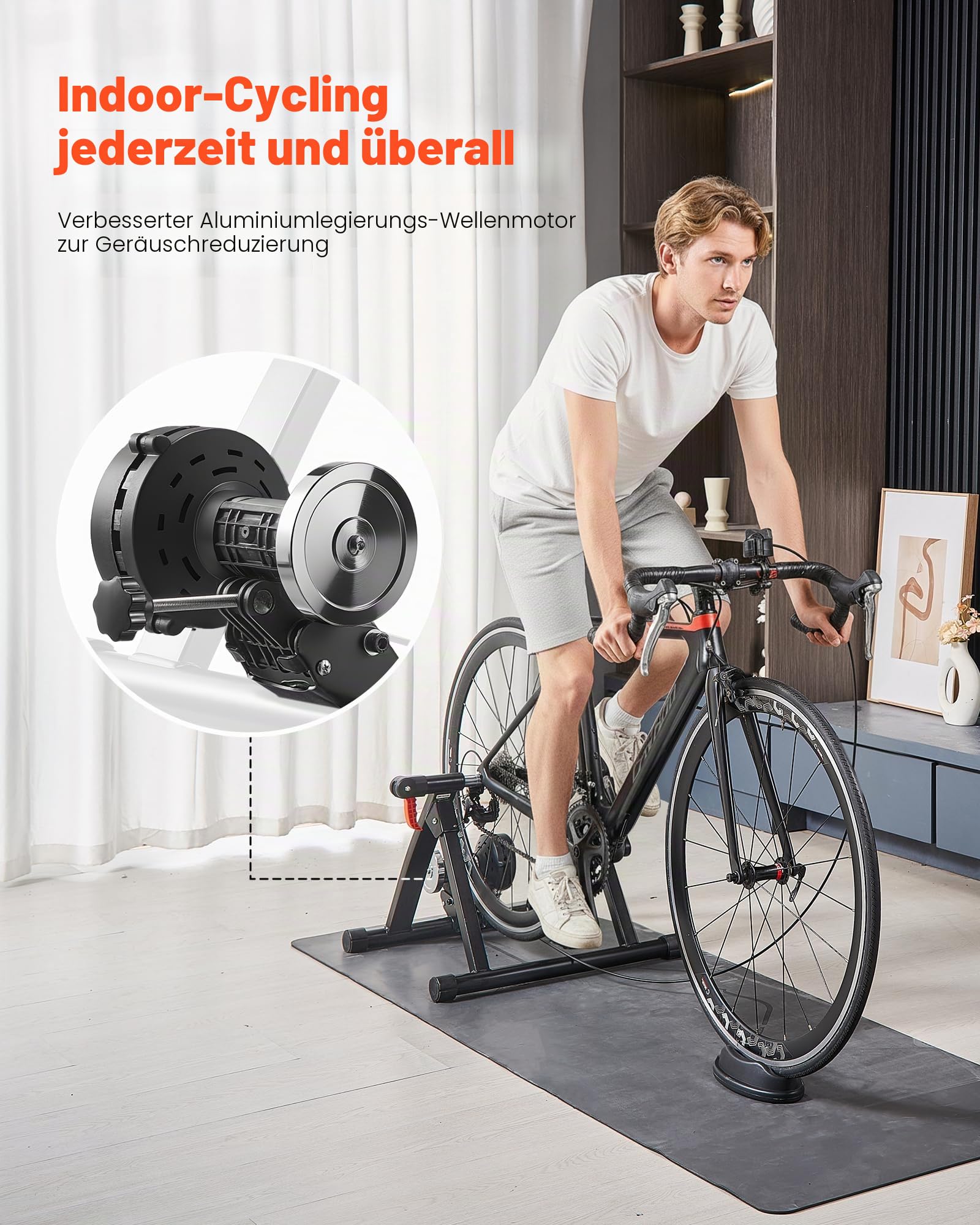 VEVOR Fahrrad Rollentrainer Fahrradtrainer für 660,4-736,6 mm / 700C-Räder, 6-stufiger Widerstand, Faltbarer magnetischer Radtrainer Heimtrainer mit Schnellspanner & Vorderradunterlage Schwarz