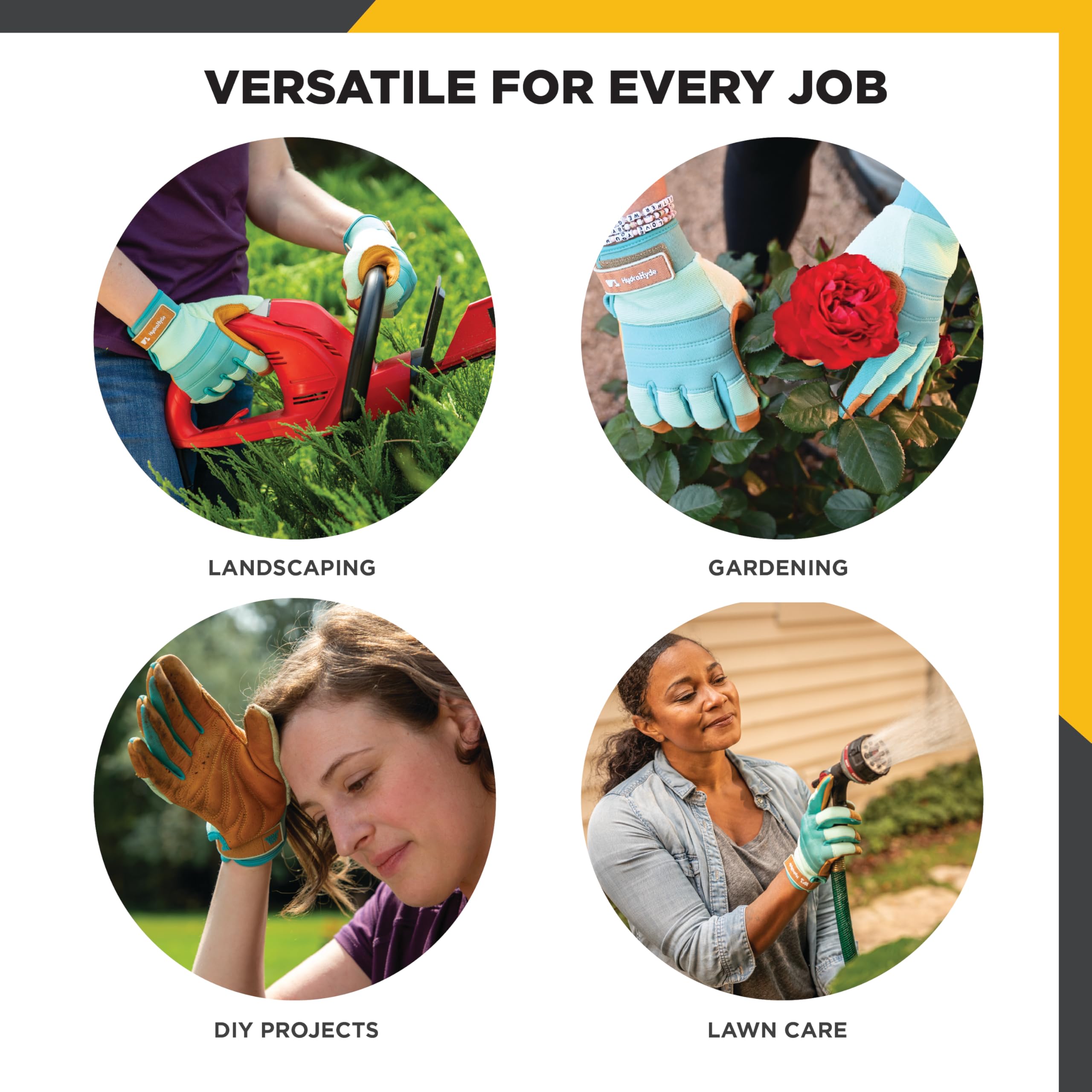 WELLS LAMONT HydraHyde Gants de travail et de jardinage hybrides en cuir résistant à l'eau avec paume pour femme, bleu, taille L 3250