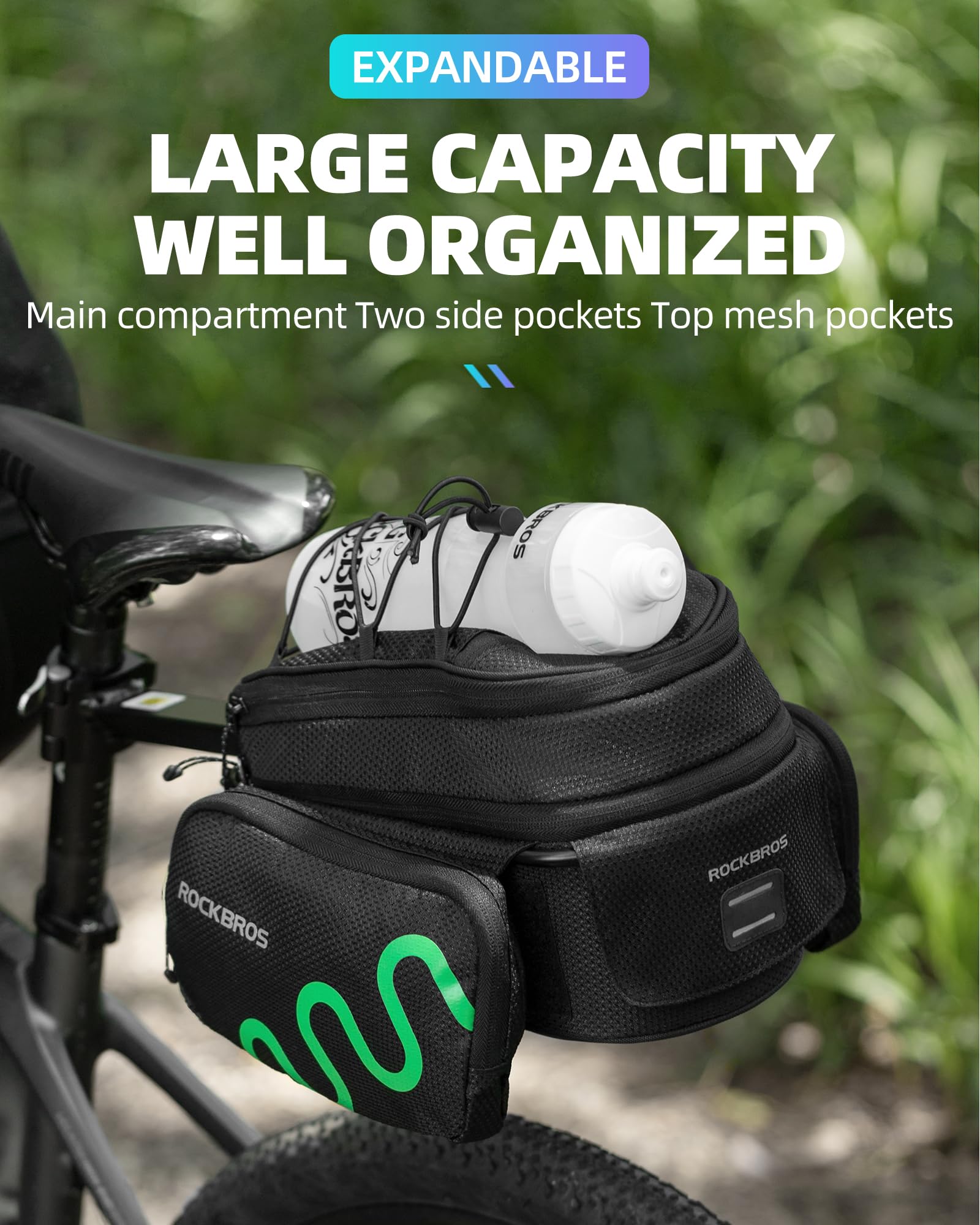 ROCKBROS Bike Trunk Bag 8L Rear Rack Bag Bike Rear Cargo Bag Rack Carrier Bag, Max 3kg/ 6.5lbs