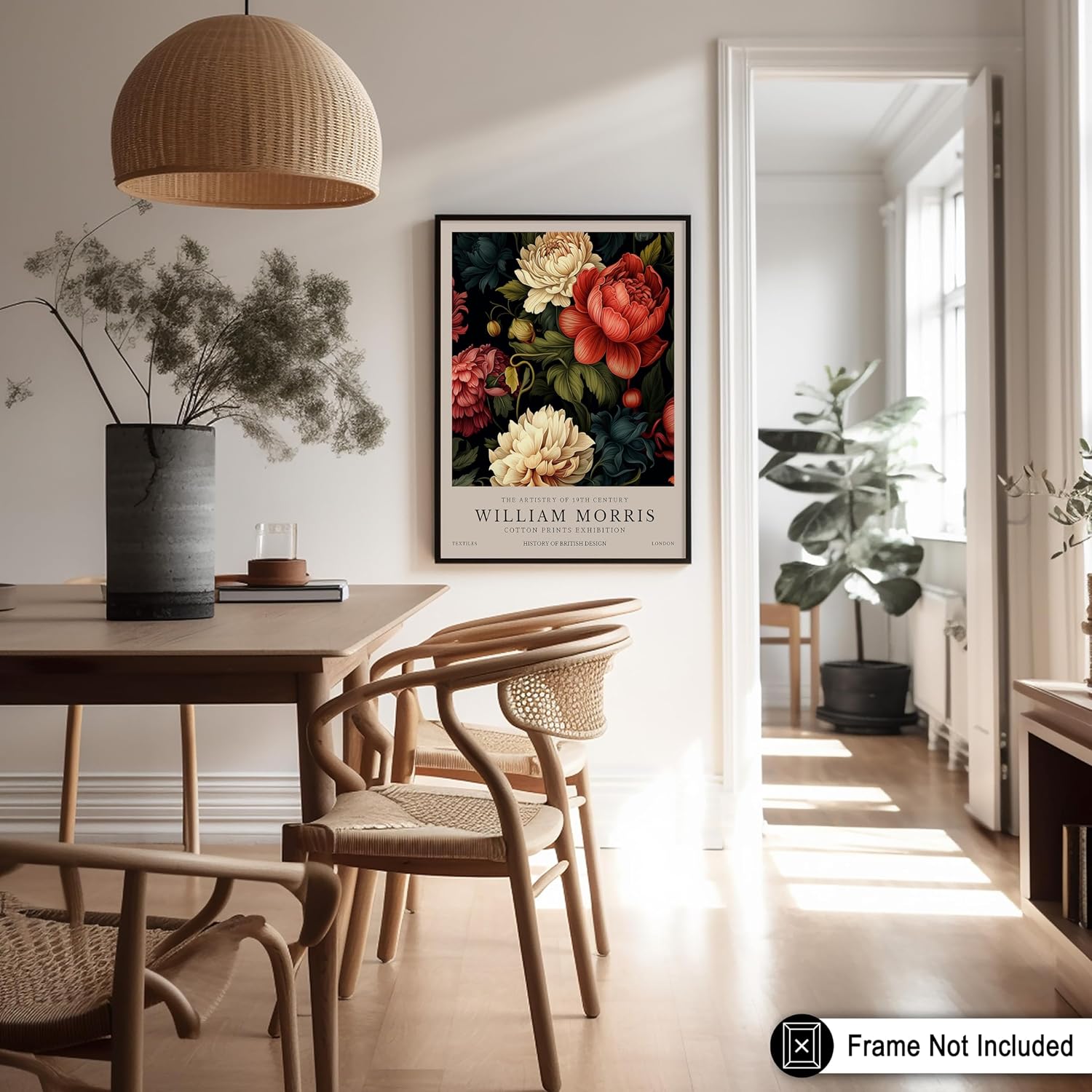 Poster Master William Morris Peonies Print - Botanical Flower Art - Exhibition Textile Pattern - Floral Aesthetic Piece - Office or Bedroom Decor - 8x10 UNFRAMED Wall Decor