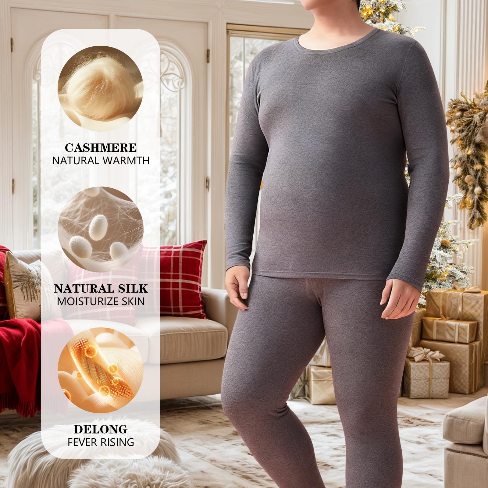 Intimo Termico Uomo Invernale, Manica Lunga Maglia Termica e Pantaloni - Caldo Completo Tuta Termica Set Termico Uomo per Sci Ciclismo Corsa Allenamento