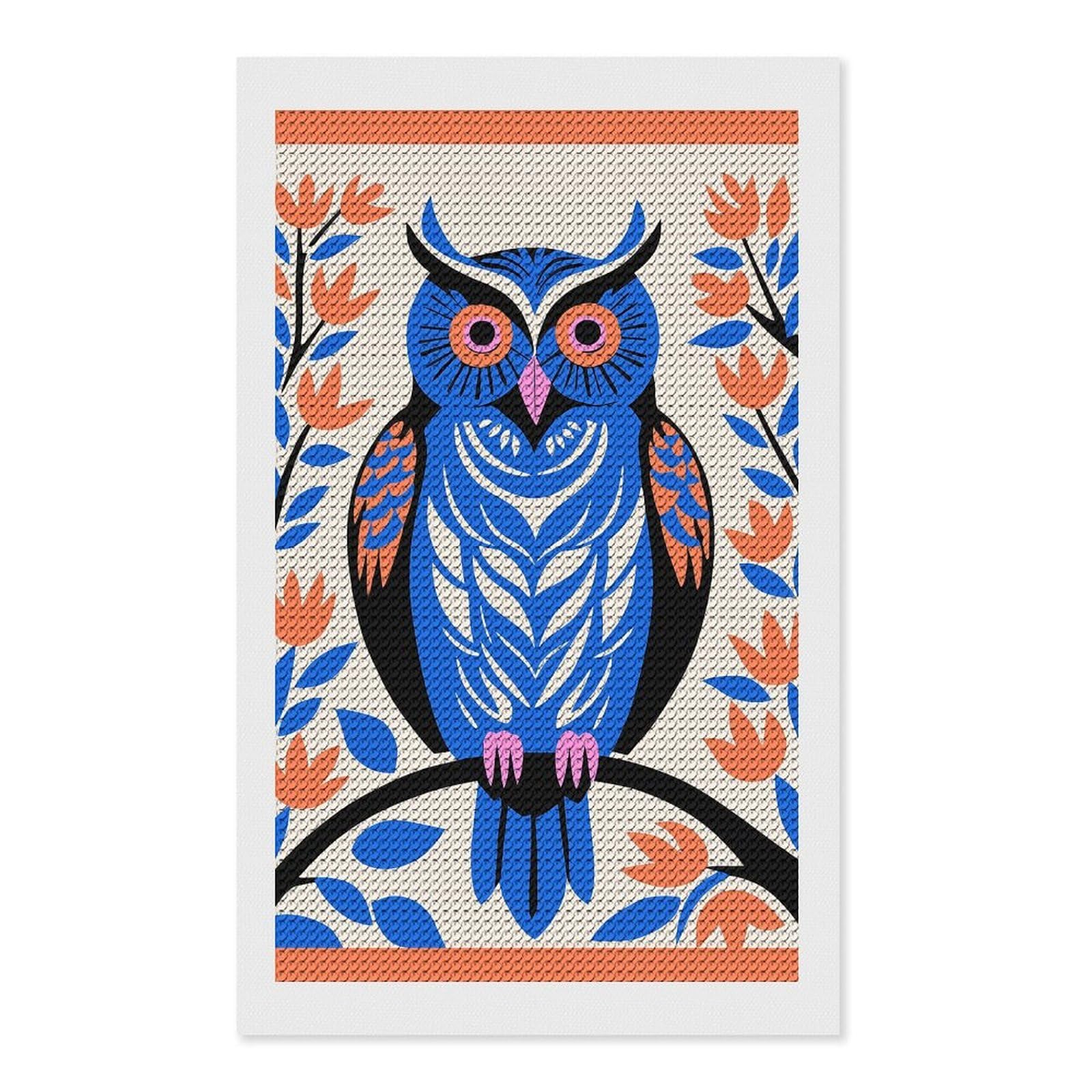 Junmoney Bohemian Colorful Owl Diamond Painting Canvas Kit 12"x20", Leisure Activity, Aesthetic Room Decor, with Tool Kit, DIY, Gift
