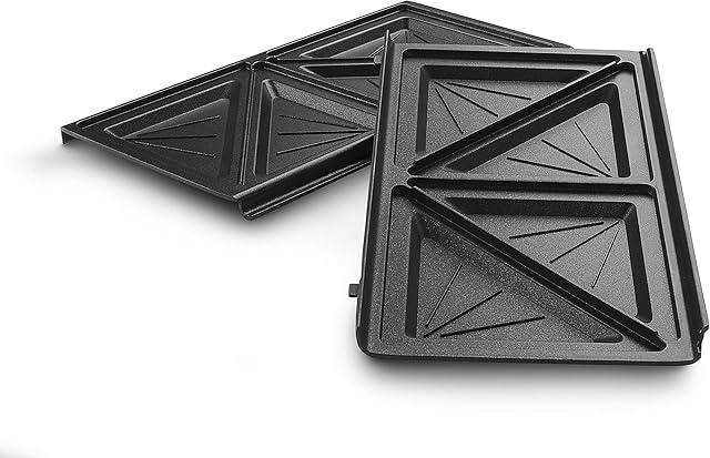 De'Longhi Zestaw płyt kanapkowych DLSK154  akcesoria kuchenne do grilla De'Longhi Multigrill SW12, wkład do grilla z ukośnym zagłębieniem, odlew aluminiowy nadający się do mycia w zmywarce, czarny