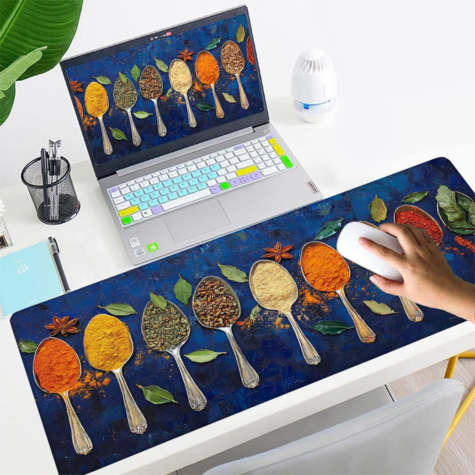 Grand Tapis de Souris Gamer 1600x800mm,Tapis de Souris Cuisine Tapis de Souris Gaming,Tapis Souris Assaisonnement Tapis Bureau Antidérapant Imperméable,Mouse Pad Bords Cousus,Accessoire Gaming X1-1532