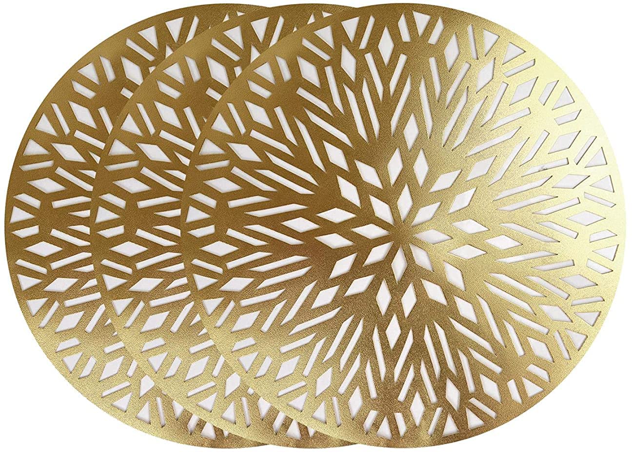 YöL 6 Placemats Set Christmas Metallic Gold Round Festive Xmas Table Home Decor Party Tableware Decorations