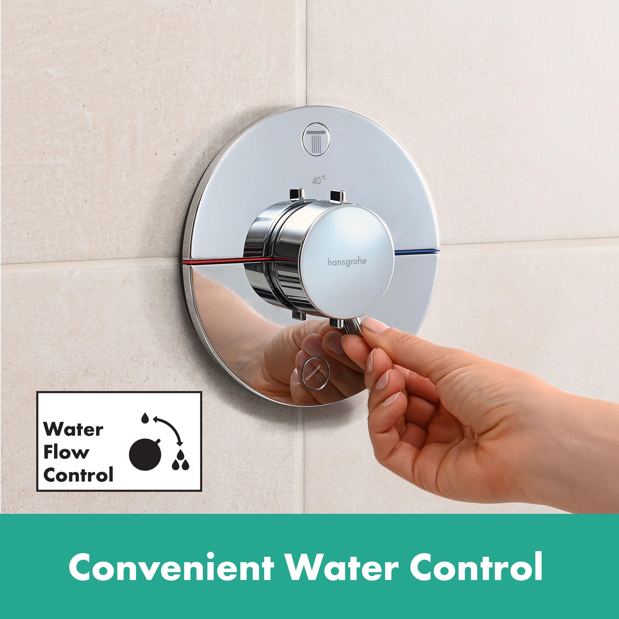 hansgrohe ShowerSelect Comfort S - Thermostat Unterputz, Armatur mit Sicherheitssperre (SafetyStop) bei 40° C, rundes Thermostat, Mischbatterie für 2 Verbraucher, Chrom