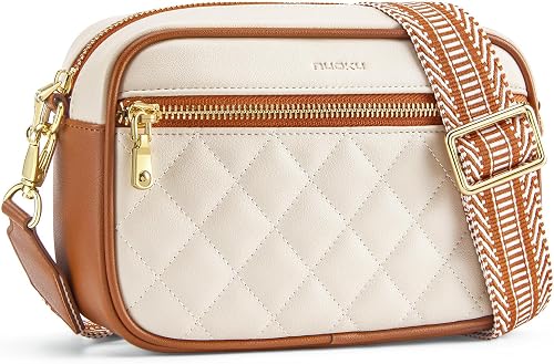 nuoku Quilted Crossbody Bags for Women Wallet Purse with Phone Pocket, Small Tra