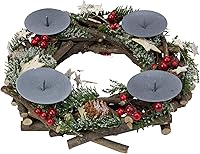 Vista 2 de 12" Piñas de pino y bayas con estrellas Portavelas votivo de Navidad