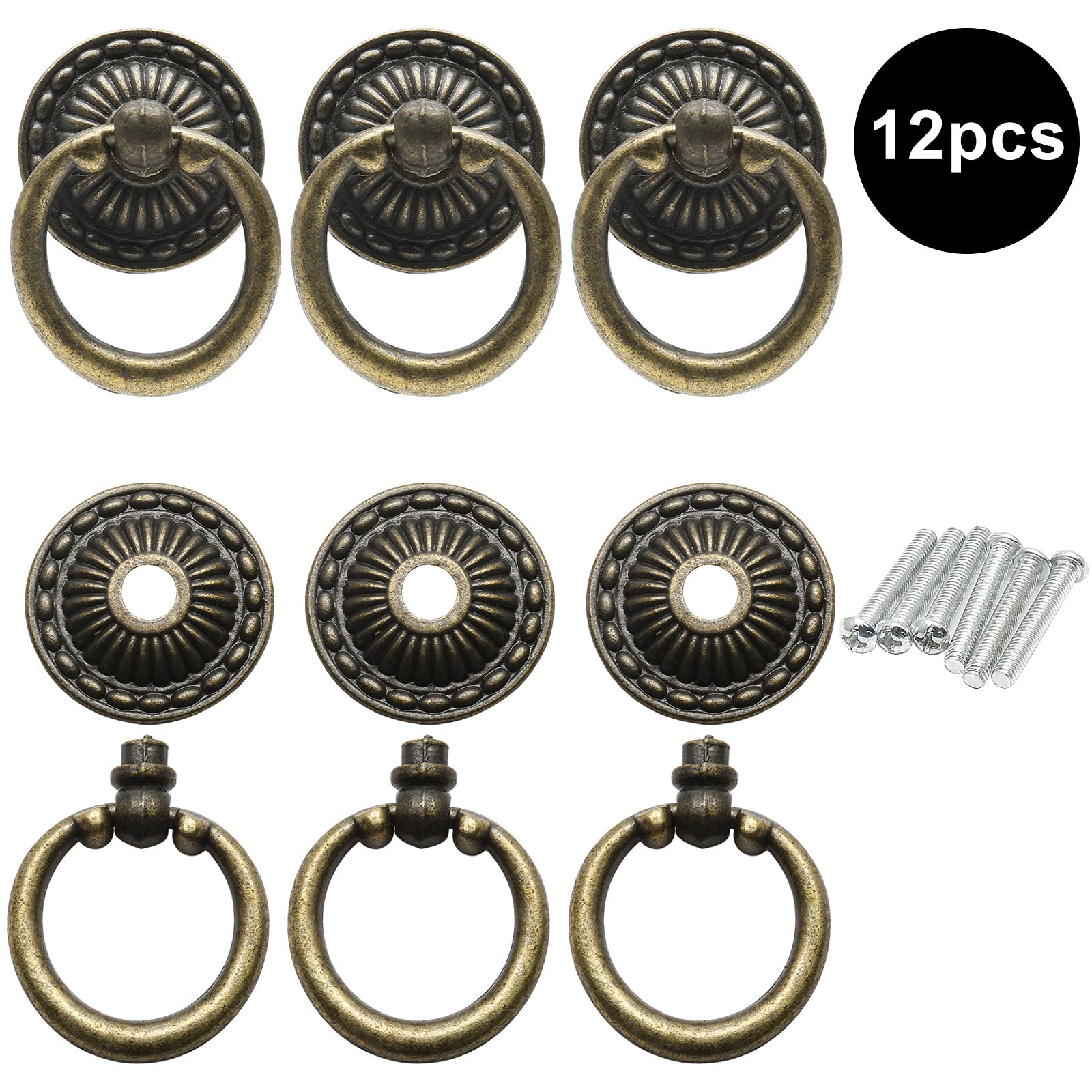 Antique Bronze Drawer Pulls - 12 Pack -4