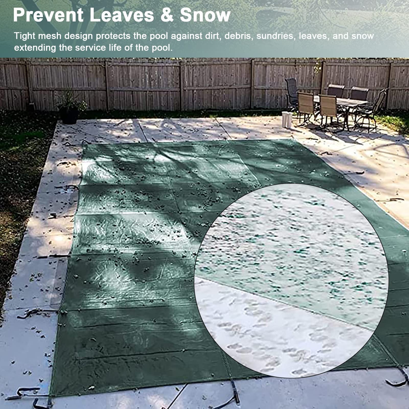 Cobertor Solar para Piscinas Cubierta de seguridad de piscina de malla rectangular, manta de retención de calor de invierno, alfombrillas protectoras a prueba de polvo y nieve, para proteger la segur