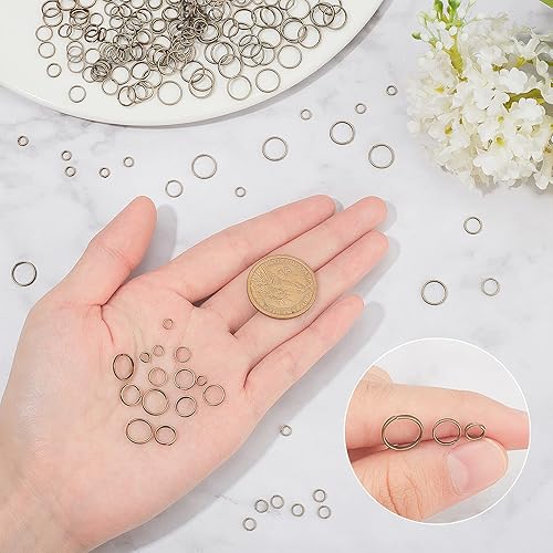 Miniatura 3 de PH PandaHall 1070 anillos de salto divididos de 6 tamaños, anillos de bronce antiguo, llavero pequeño, doble bucle, llaveros abiertos para la