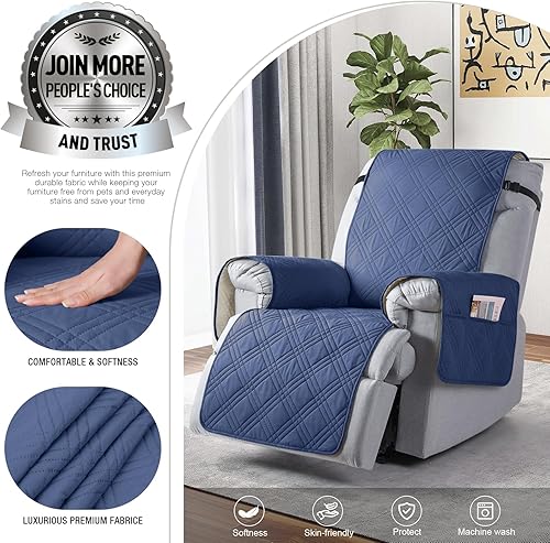 Miniatura 48 de TAOCOCO Funda para silla reclinable 100% impermeable, fundas antideslizantes para silla reclinable con bolsillo, protector de muebles lavable