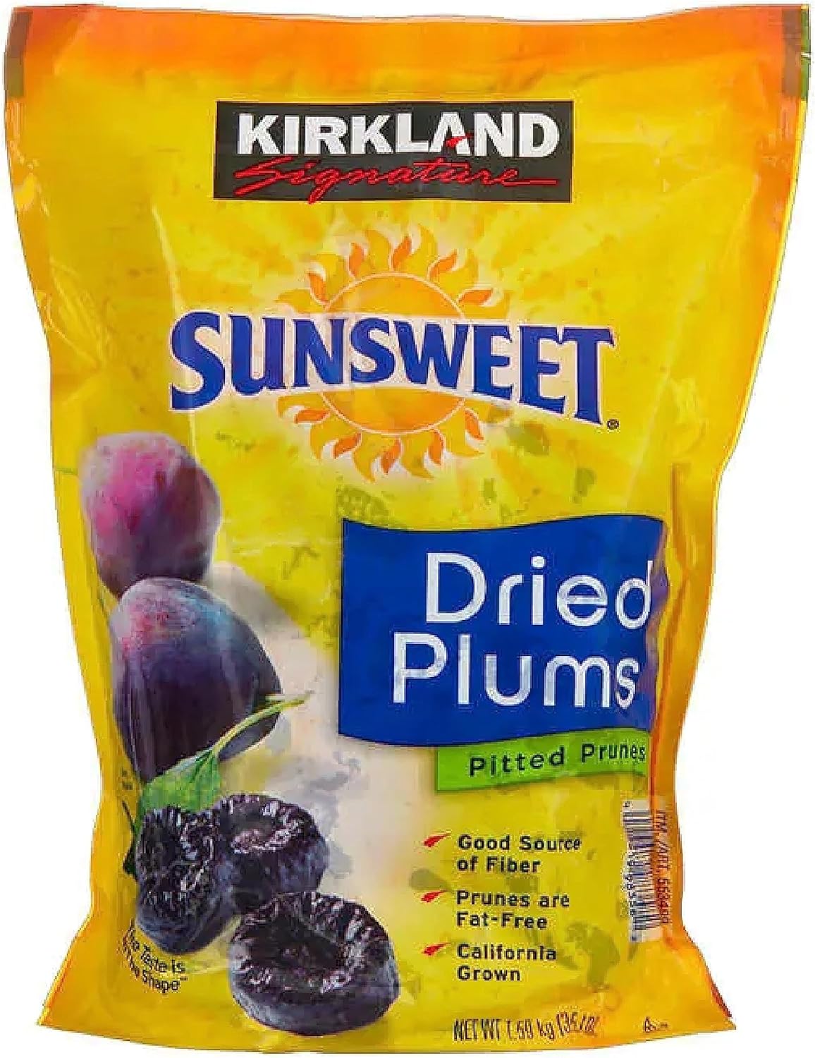 Kirkland Signature Whole Dried Plums Fat Free High in Fibre Sunsweet Pitted Prunes Dried Fruit