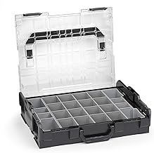 Boîte de rangement modulaire L-BOXX 102 noire avec couvercle transparent et set de boîtes K3 | Organisateur de vis et petites pièces pour atelier
