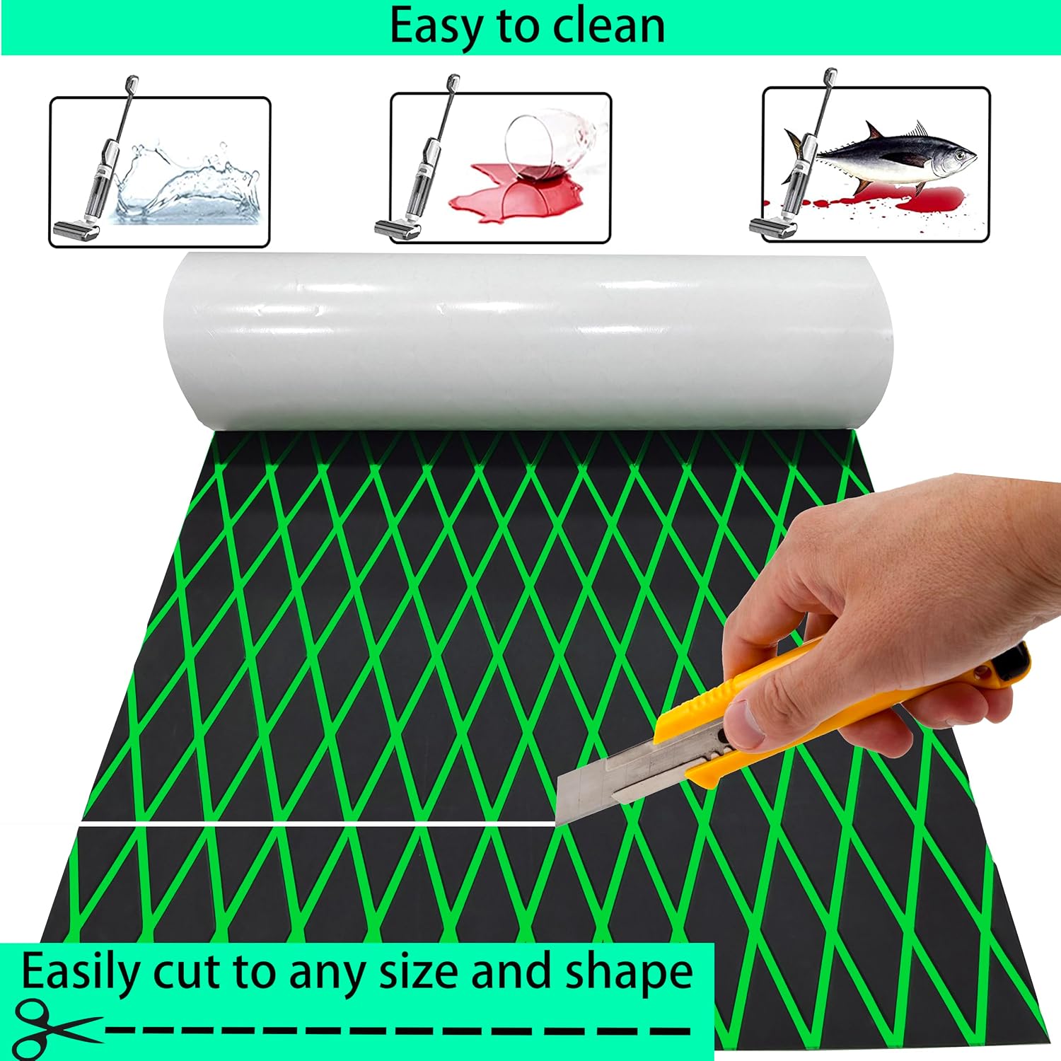 Boat Flooring EVA Foam Boat Decking Faux Teak Marine Sea Deck Non-Slip Mat for Decking Yacht Motorboat Fishing Boat Surfboard,117.3/102.4"/94.5"/86.6"/x 37.4"